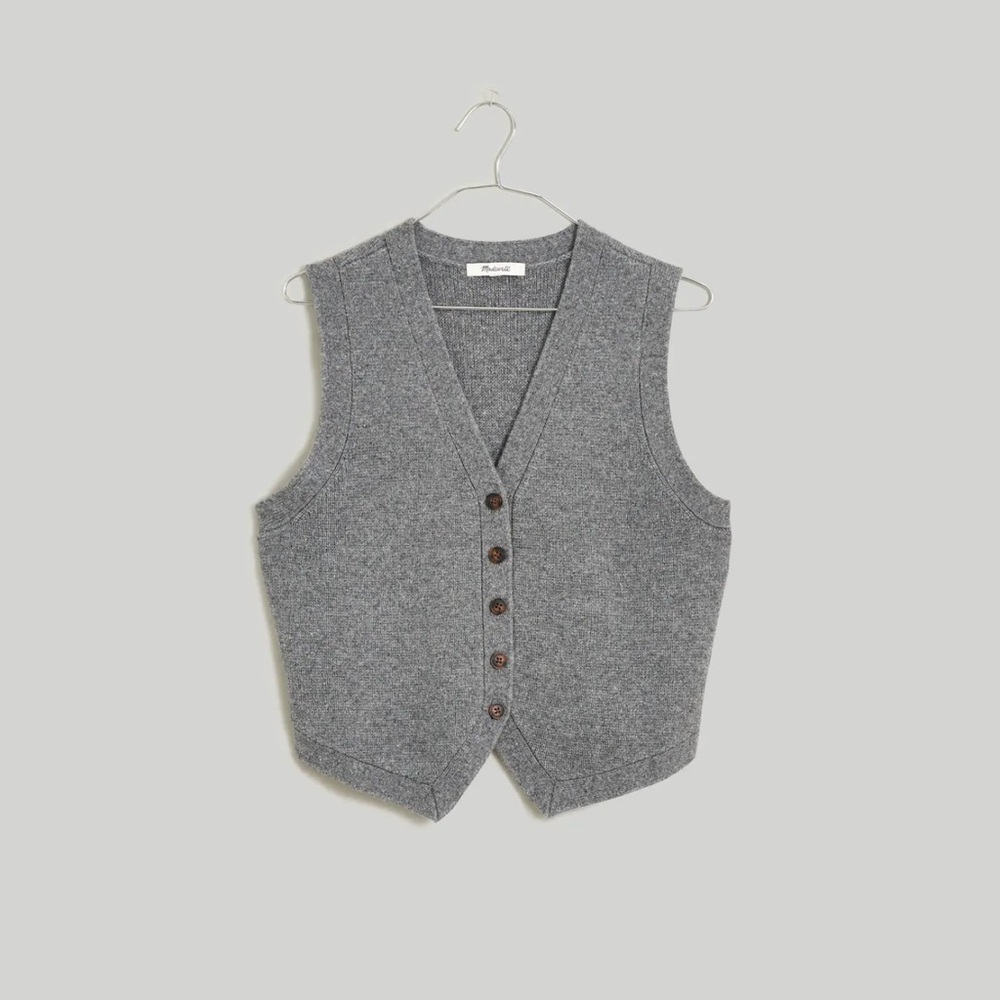 Madewell Gray Button-Up Vest